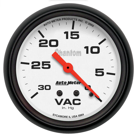 AutoMeter 5884 - GAUGE, VACUUM, 2 5/8", 30INHG, MECHANICAL, PHANTOM 3