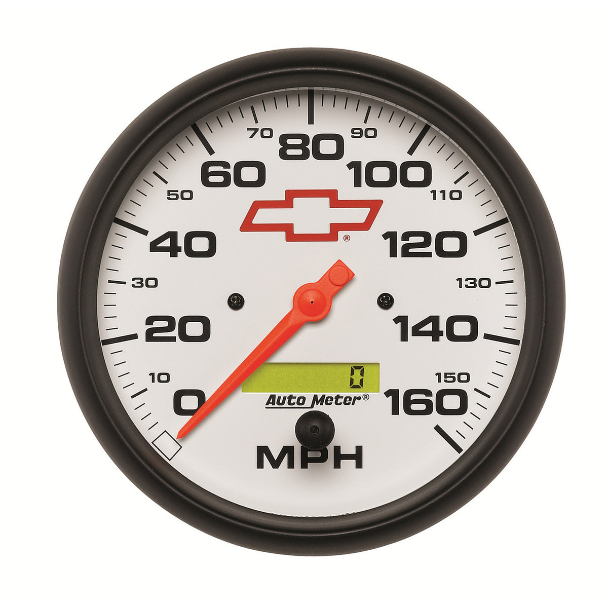 AutoMeter 5889-00406 - GAUGE, SPEEDOMETER, 5", 160MPH, ELEC. PROGRAMMABLE, CHEVY RED BOWTIE, WHITE 3