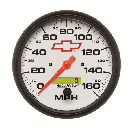 AutoMeter 5889-00406 - GAUGE, SPEEDOMETER, 5", 160MPH, ELEC. PROGRAMMABLE, CHEVY RED BOWTIE, WHITE 3