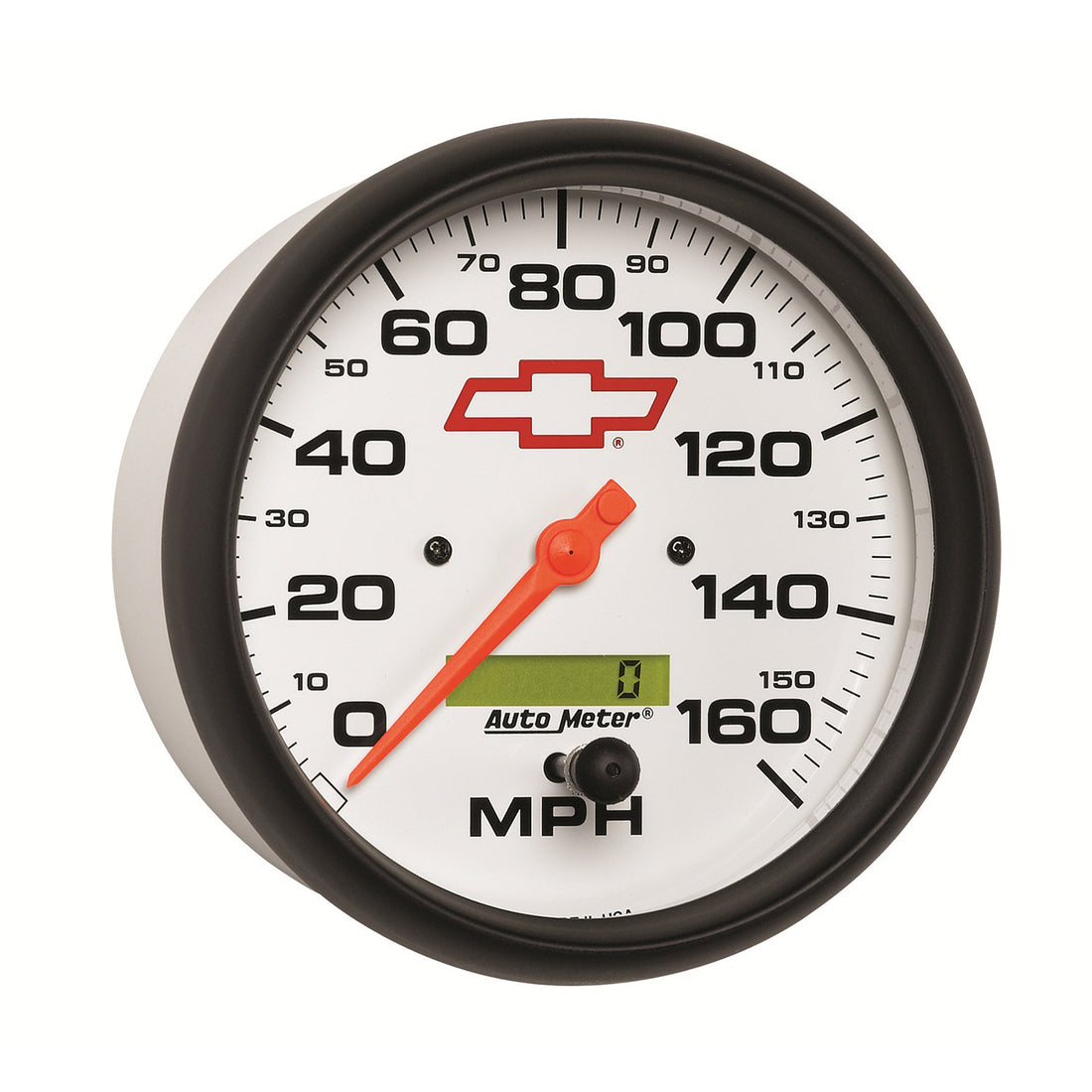 AutoMeter 5889-00406 - GAUGE, SPEEDOMETER, 5", 160MPH, ELEC. PROGRAMMABLE, CHEVY RED BOWTIE, WHITE 4