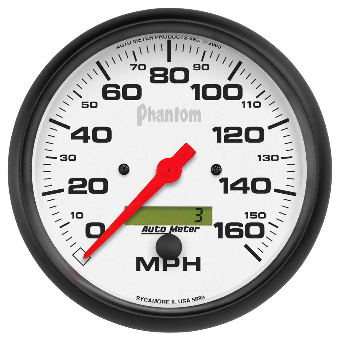 AutoMeter 5889 - GAUGE, SPEEDO, 5", 160MPH, ELEC. PROGRAM W/ LCD ODO, PHANTOM 3