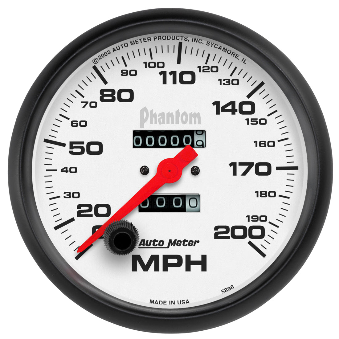 AutoMeter 5896 - GAUGE, SPEEDOMETER, 5", 200MPH, MECHANICAL, PHANTOM 2