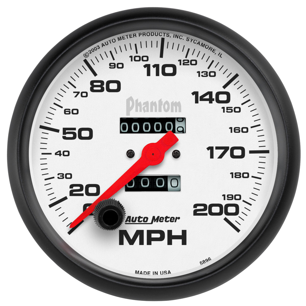 AutoMeter 5896 - GAUGE, SPEEDOMETER, 5", 200MPH, MECHANICAL, PHANTOM 2