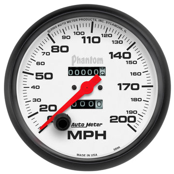 AutoMeter 5896 - GAUGE, SPEEDOMETER, 5", 200MPH, MECHANICAL, PHANTOM 2
