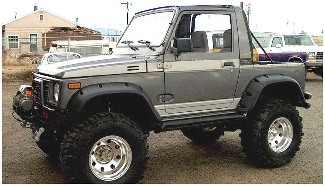 Bushwacker 60016-07 - Black Pocket/Rivet Style Textured Finish Rear Fender Flares For 1986-1995 Suzuki Samurai Bushwacker 2