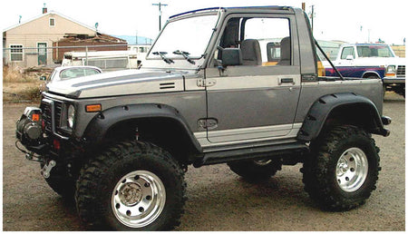 Bushwacker 60016-07 - Black Pocket/Rivet Style Textured Finish Rear Fender Flares For 1986-1995 Suzuki Samurai Bushwacker 2