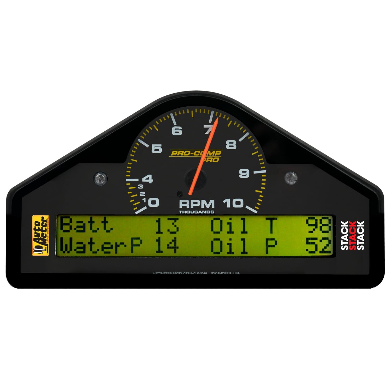 AutoMeter Body AutoMeter 6014 - RACE DASH DISPLAY, 10K RPM/WTRP/FUELP/OILP/OILT/WTMP/VOLT, PRO-COMP