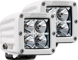 RIGID D-Series PRO LED Light Flood Optic Surface Mount White Housing Pair