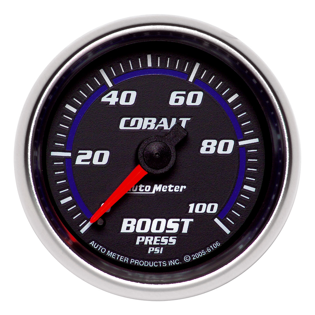 AutoMeter 6106 - GAUGE, BOOST, 2 1/16", 100PSI, MECHANICAL, COBALT