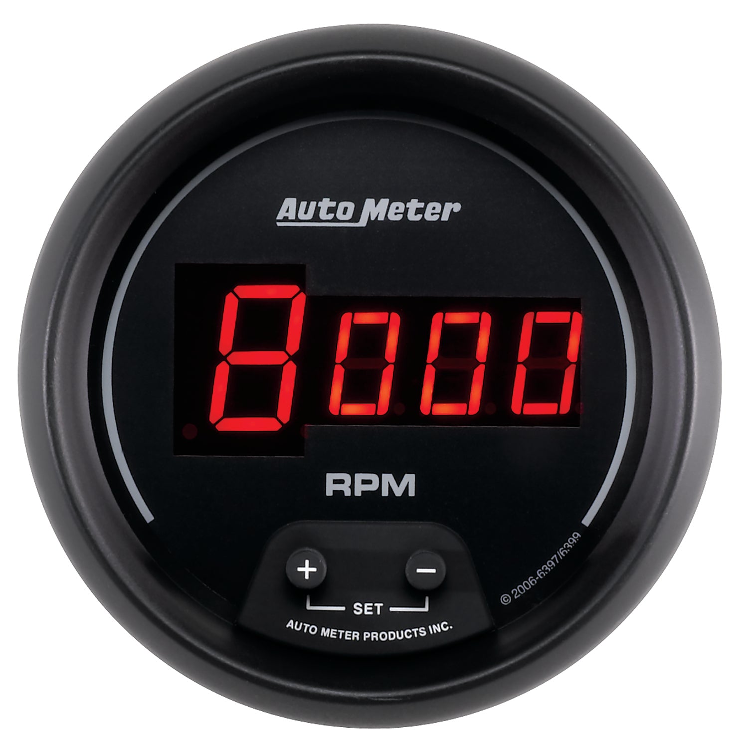 AutoMeter 6397 - GAUGE, TACH, 3 3/8", 10K RPM, IN-DASH, DIGITAL, BLACK DIAL W/ RED LED 5