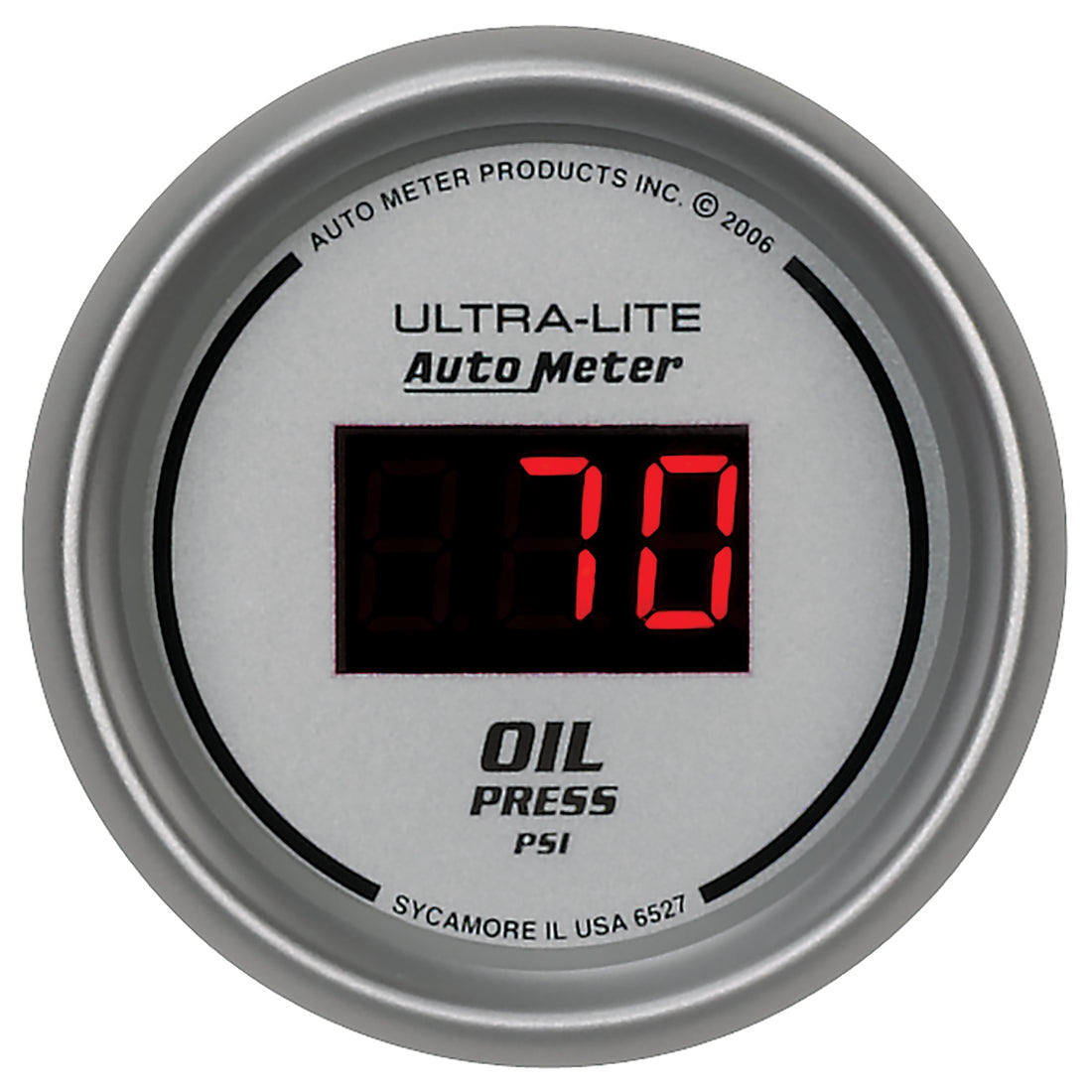 AutoMeter 6527 - GAUGE, OIL PRESSURE, 2 1/16", 100PSI, DIGITAL, SILVER DIAL W/ RED LED 3
