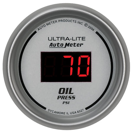 AutoMeter 6527 - GAUGE, OIL PRESSURE, 2 1/16", 100PSI, DIGITAL, SILVER DIAL W/ RED LED 3