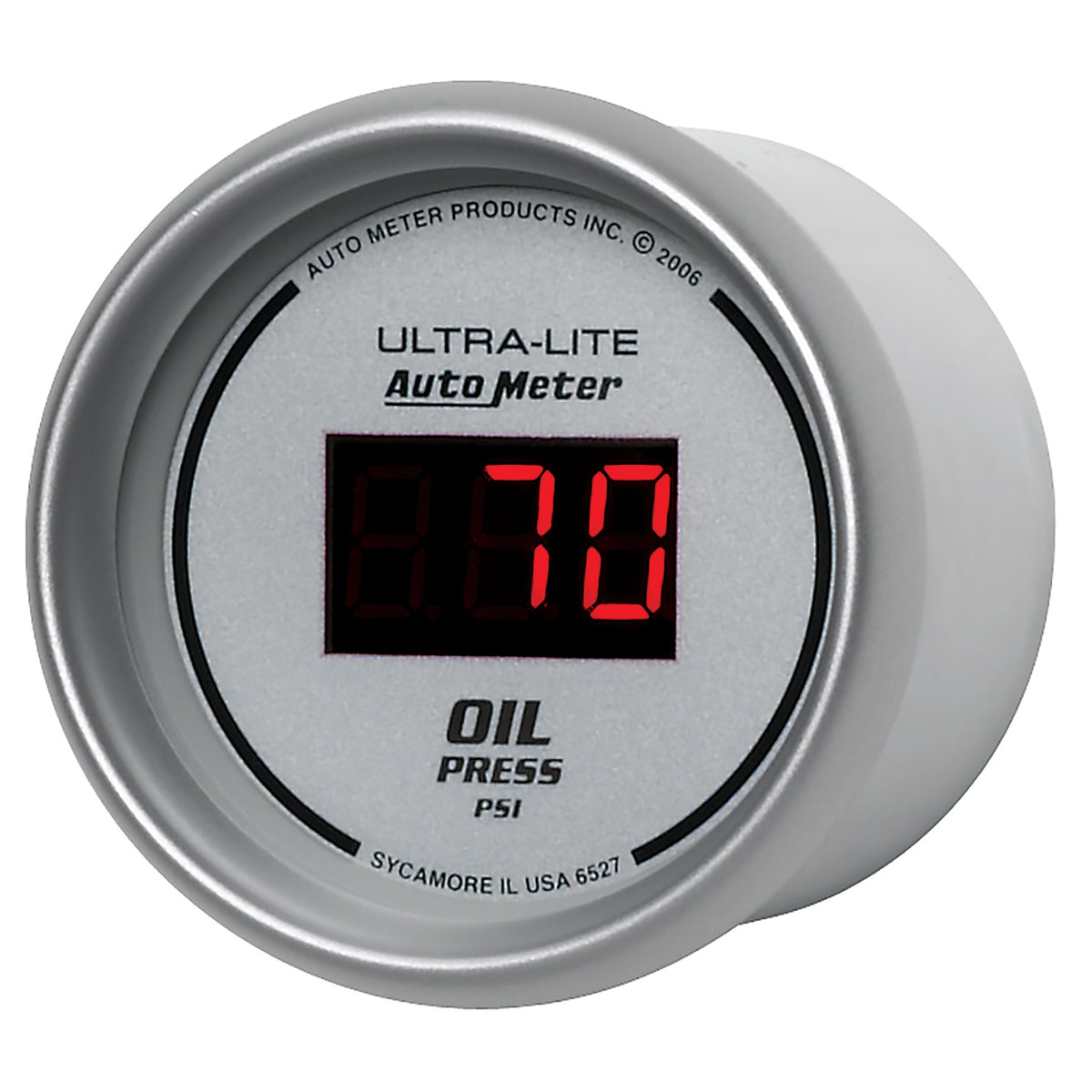 AutoMeter 6527 - GAUGE, OIL PRESSURE, 2 1/16", 100PSI, DIGITAL, SILVER DIAL W/ RED LED 4