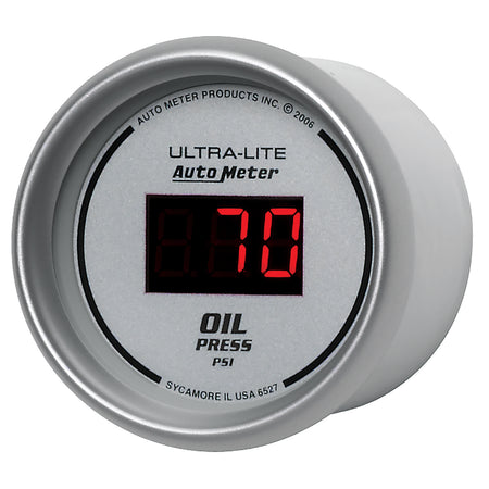 AutoMeter 6527 - GAUGE, OIL PRESSURE, 2 1/16", 100PSI, DIGITAL, SILVER DIAL W/ RED LED 4