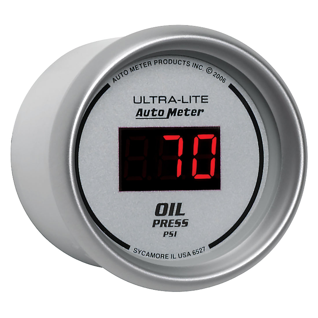 AutoMeter 6527 - GAUGE, OIL PRESSURE, 2 1/16", 100PSI, DIGITAL, SILVER DIAL W/ RED LED 5