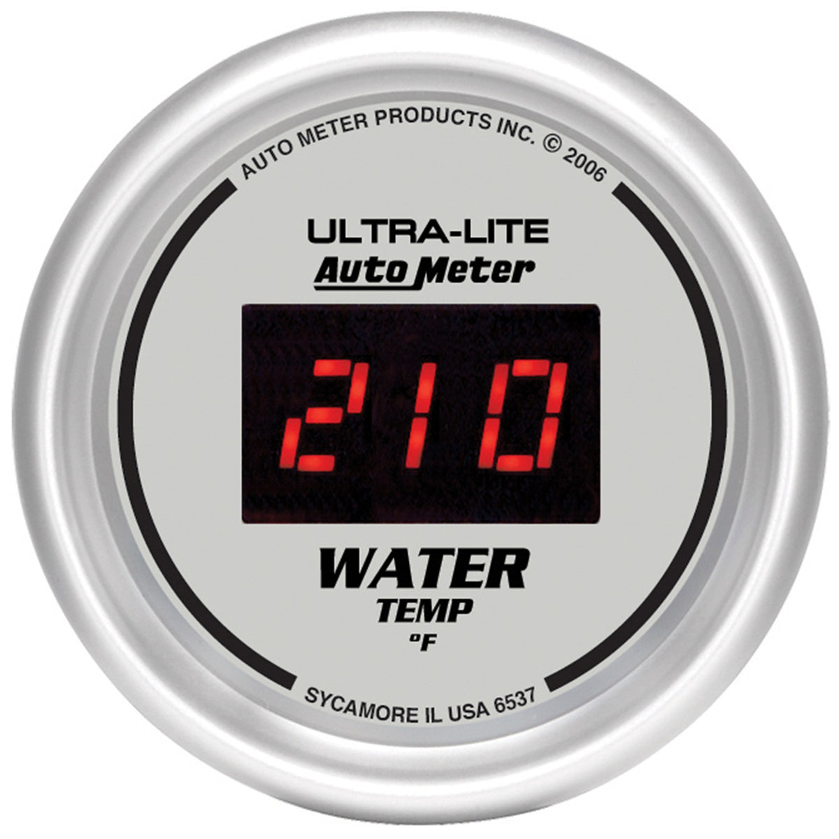 AutoMeter 6537 - GAUGE, WATER TEMP, 2 1/16", 340?F, DIGITAL, SILVER DIAL W/ RED LED 5