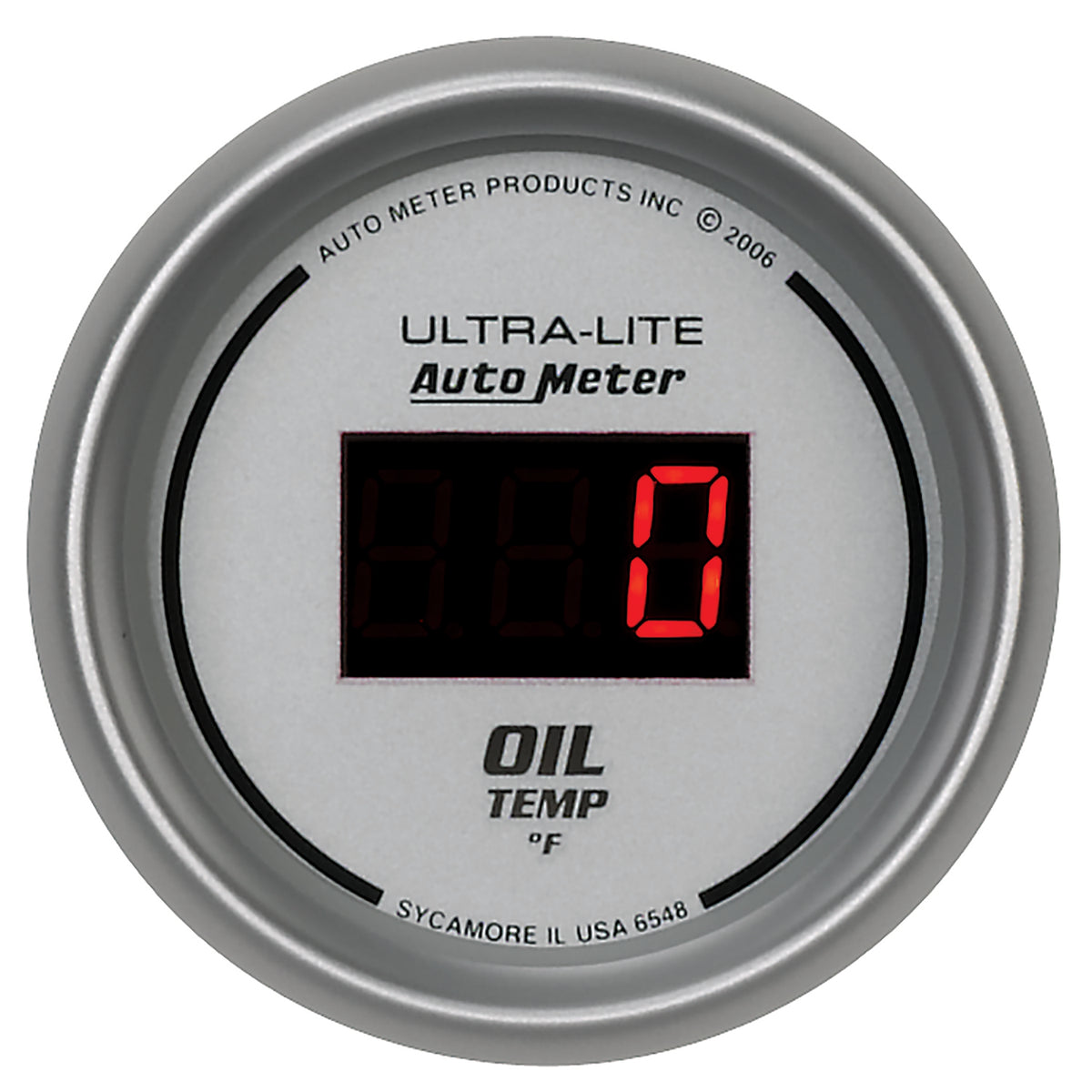AutoMeter 6548 - GAUGE, OIL TEMP, 2 1/16", 340?F, DIGITAL, SILVER DIAL W/ RED LED 3