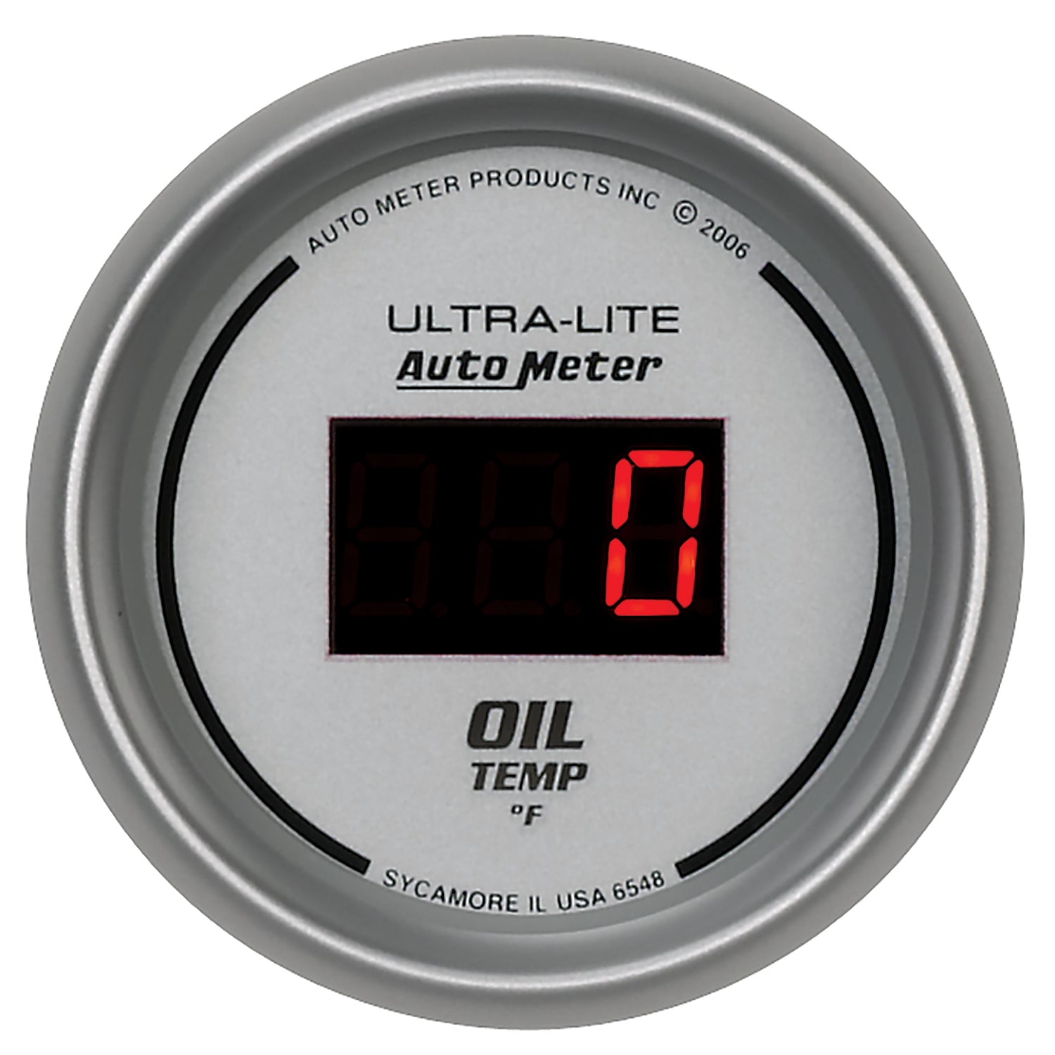 AutoMeter 6548 - GAUGE, OIL TEMP, 2 1/16", 340?F, DIGITAL, SILVER DIAL W/ RED LED 3