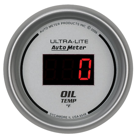 AutoMeter 6548 - GAUGE, OIL TEMP, 2 1/16", 340?F, DIGITAL, SILVER DIAL W/ RED LED 3