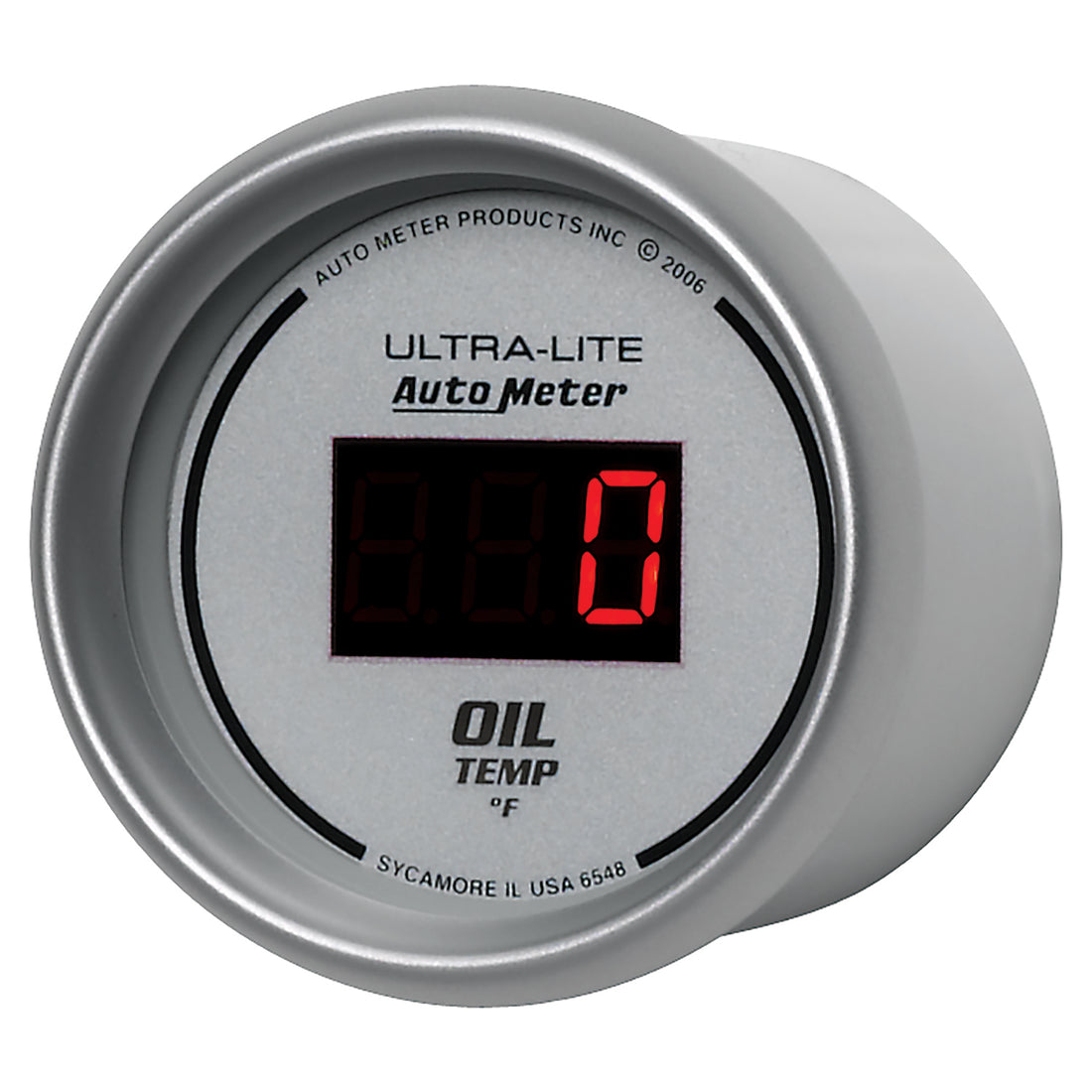 AutoMeter 6548 - GAUGE, OIL TEMP, 2 1/16", 340?F, DIGITAL, SILVER DIAL W/ RED LED 4