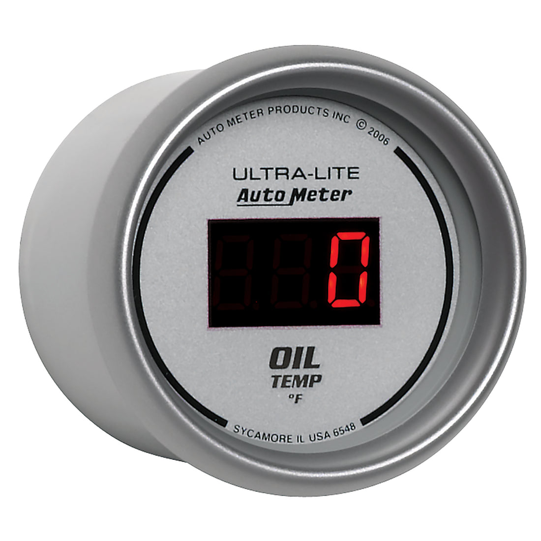AutoMeter 6548 - GAUGE, OIL TEMP, 2 1/16", 340?F, DIGITAL, SILVER DIAL W/ RED LED 5