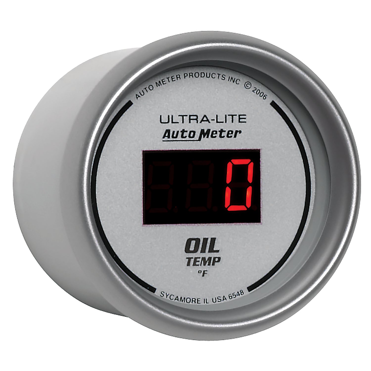 AutoMeter 6548 - GAUGE, OIL TEMP, 2 1/16", 340?F, DIGITAL, SILVER DIAL W/ RED LED 5
