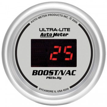 AutoMeter 6559 - GAUGE, VAC/BOOST, 2 1/16", 30INHG-30PSI, DIGITAL, SILVER DIAL W/ RED LED 4