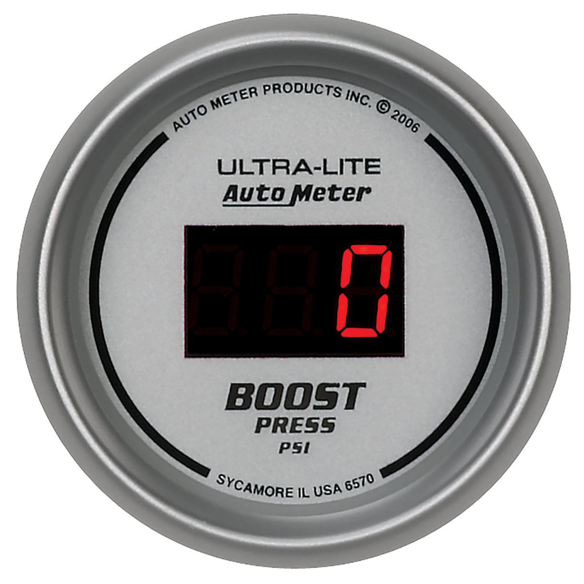 AutoMeter 6570 - GAUGE, BOOST, 2 1/16", 60PSI, DIGITAL, SILVER DIAL W/ RED LED 3
