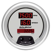AutoMeter 6587 - GAUGE, TACH/SPEED, 3 3/8", 260MPH/260KMH/10KRPM, ELEC PRGRM, DIG, SLVR W/ RD LED 3