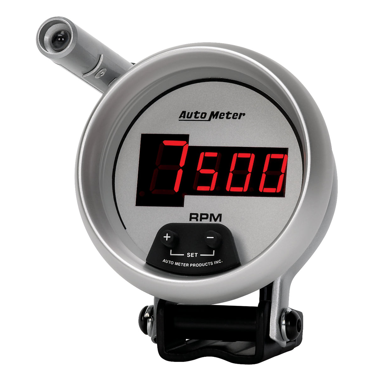 AutoMeter 6599 - GAUGE, TACH, 3 3/4", 10K RPM, PEDESTAL W/ QUICK-LITE,  DIGITAL, SLVR W/ RED LED 4
