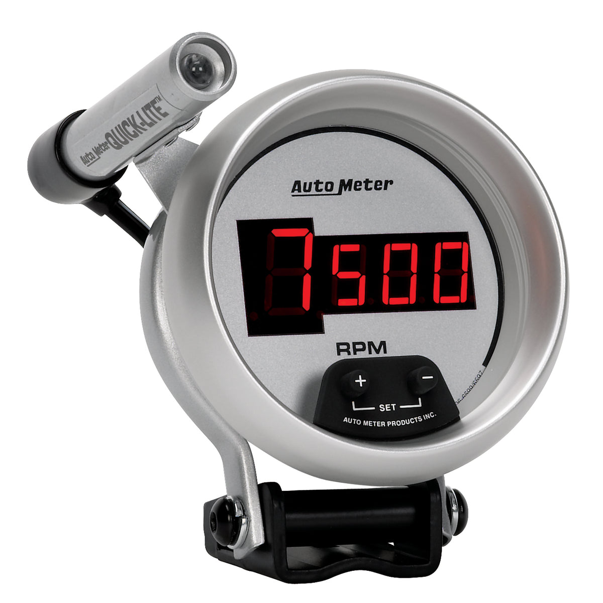 AutoMeter 6599 - GAUGE, TACH, 3 3/4", 10K RPM, PEDESTAL W/ QUICK-LITE,  DIGITAL, SLVR W/ RED LED 5