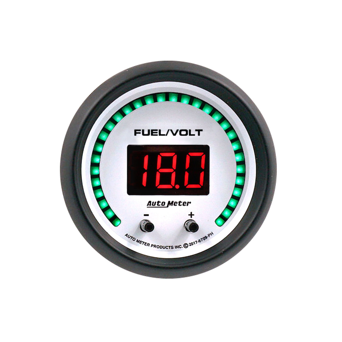 AutoMeter 6709-PH - GAUGE, FUEL/VOLT, 2 1/16" TWO CHANNEL, SELECTABLE, PHANTOM ELITE DIGITAL 3