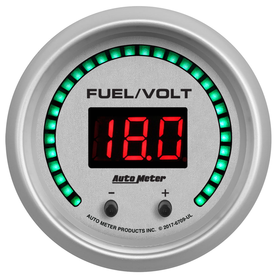 AutoMeter 6709-UL - GAUGE, FUEL/VOLT, 2 1/16" TWO CHANNEL, SELECTABLE, ULTRA-LITE ELITE DIGITAL