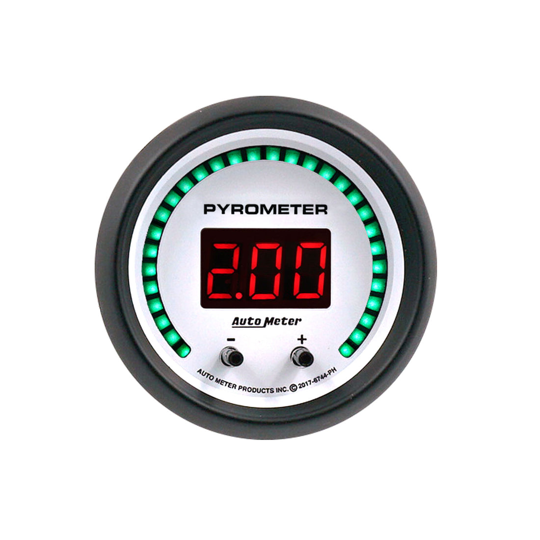 AutoMeter 6744-PH - GAUGE, PYROMETER, 2 1/16", TWO CHANNEL, SELECTABLE, PHANTOM ELITE DIGITAL 3
