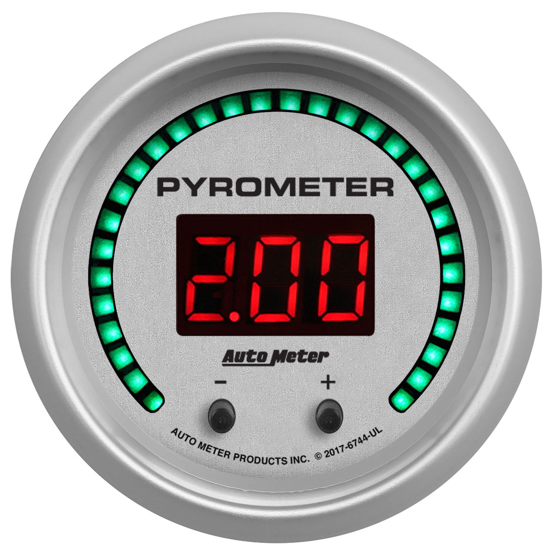 AutoMeter 6744-UL - GAUGE, PYROMETER, 2 1/16", TWO CHANNEL, SELECTABLE, ULTRA-LITE ELITE DIGITAL