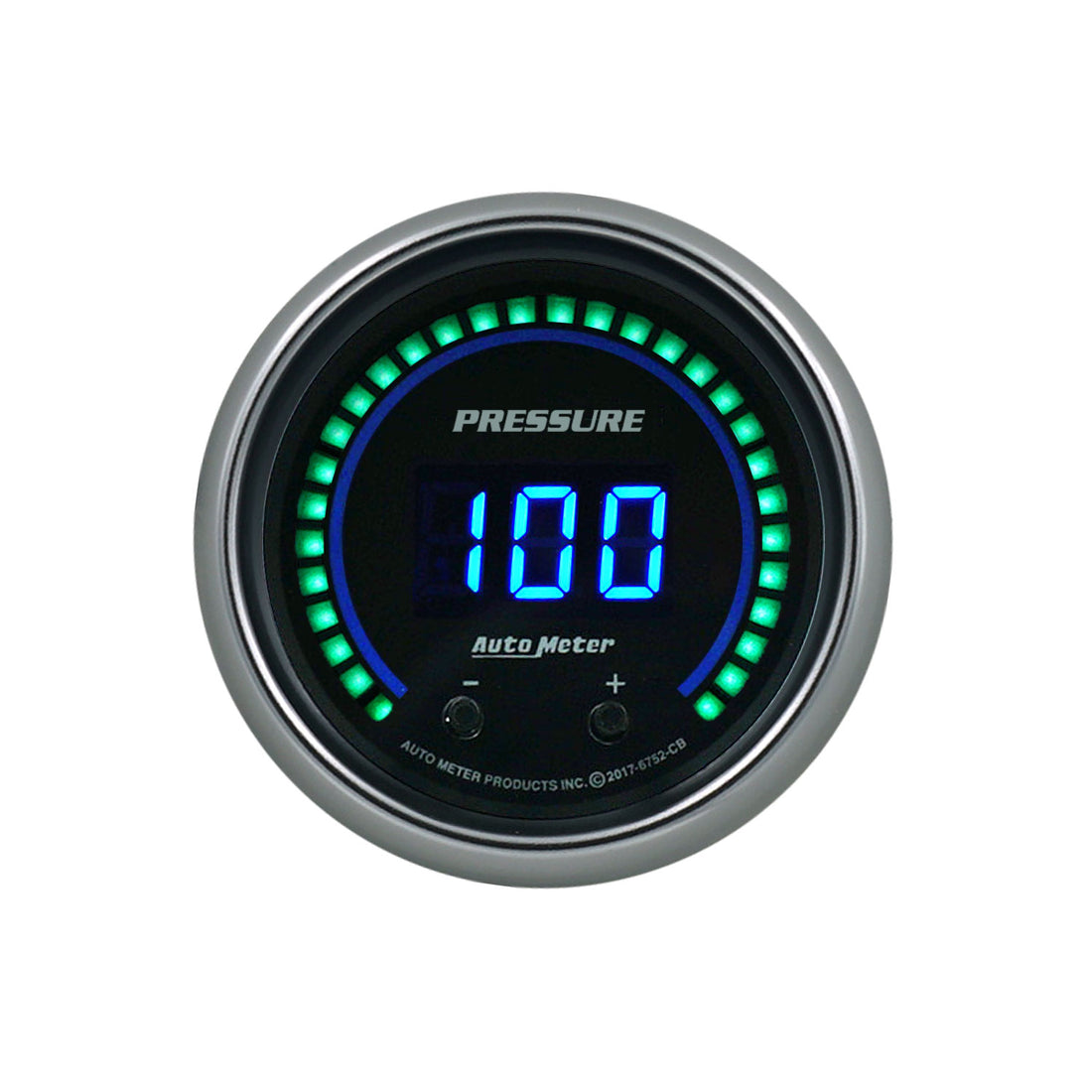 AutoMeter 6752-CB - GAUGE, PRESSURE, 2 1/16", TWO CHANNEL, SELECTABLE, COBALT ELITE DIGITAL