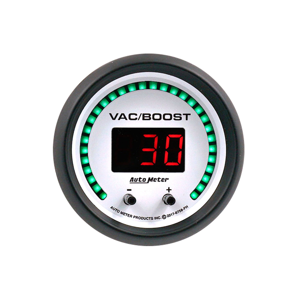 AutoMeter 6758-PH - GAUGE, VAC/BOOST, 2 1/16", TWO CHANNEL, SELECTABLE, PHANTOM ELITE DIGITAL 1