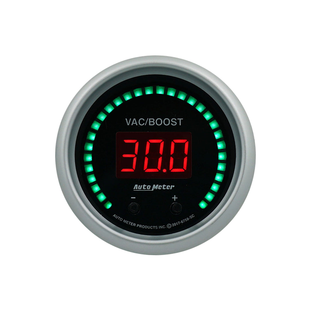 AutoMeter 6758-SC - GAUGE, VAC/BOOST, 2 1/16", TWO CHANNEL, SELECTABLE, SPORT-COMP ELITE DIGITAL 3