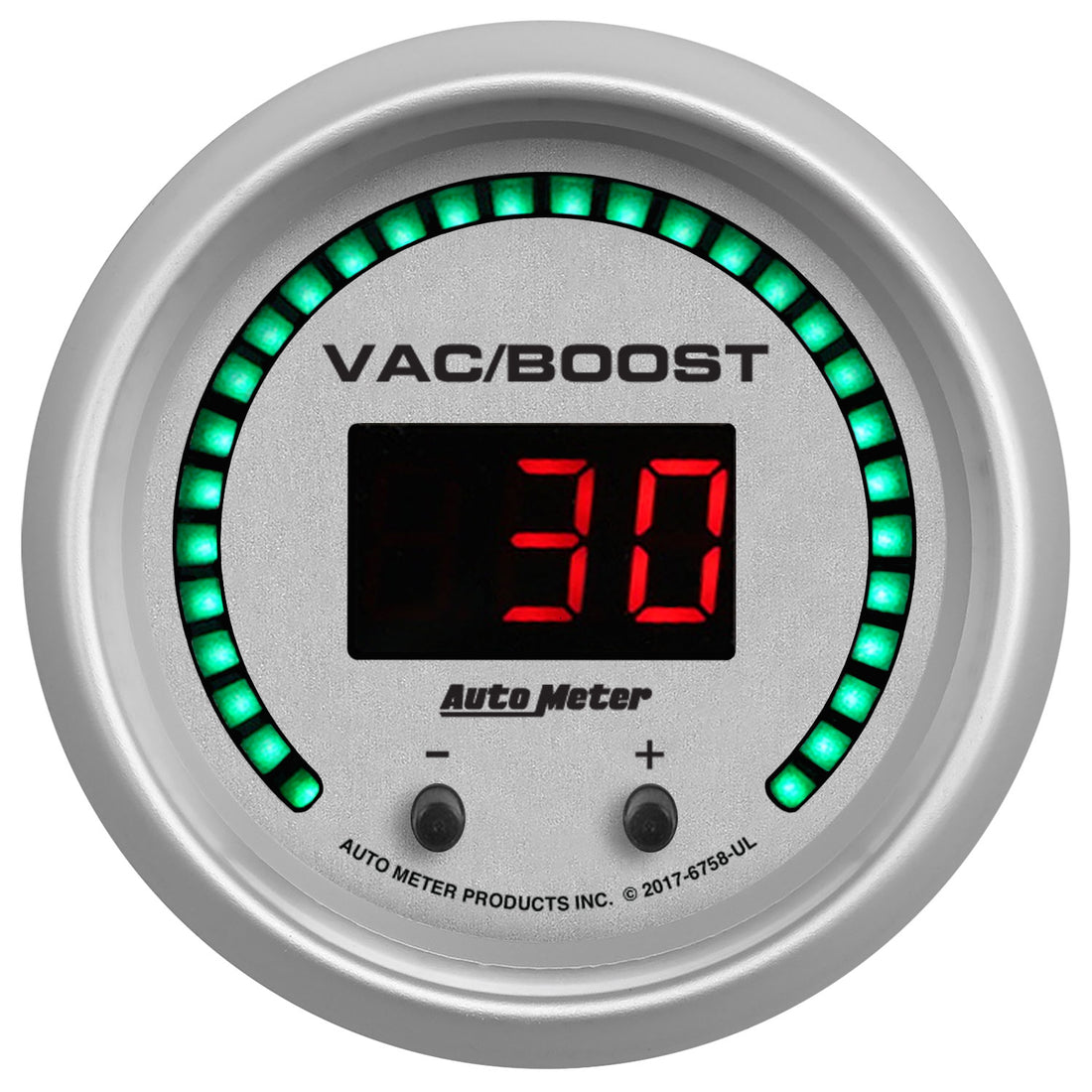 AutoMeter 6758-UL - GAUGE, VAC/BOOST, 2 1/16", TWO CHANNEL, SELECTABLE, ULTRA-LITE ELITE DIGITAL 3