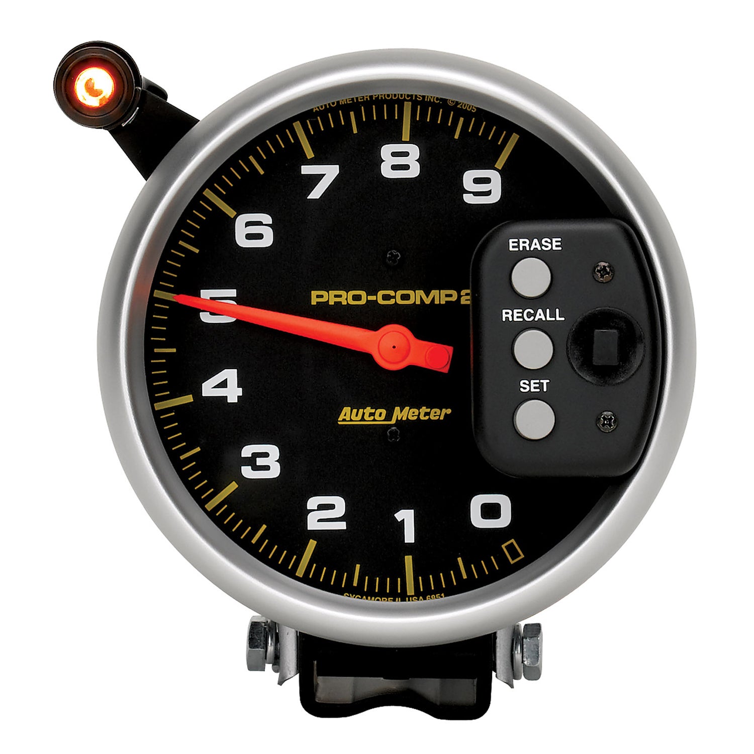 AutoMeter 6851 - GAUGE, TACH, 5", 9K RPM, PEDESTAL W/ QUICK LITE & PEAK MEMORY, PRO-COMP 4