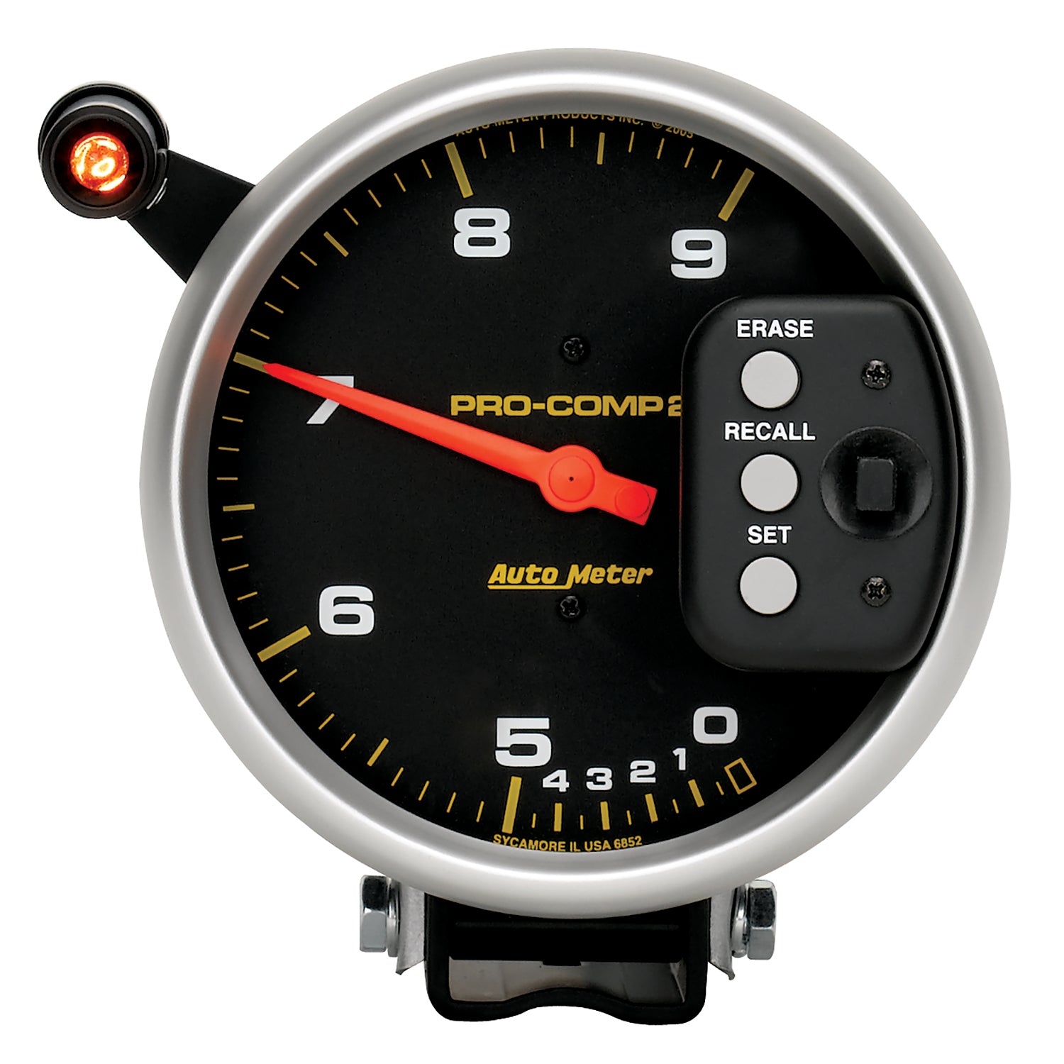 AutoMeter 6852 - GAUGE, TACH, 5", 9K RPM, PEDESTAL DUAL RANGE W/ QUICK LITE & PEAK MEM, PRO-COMP 3