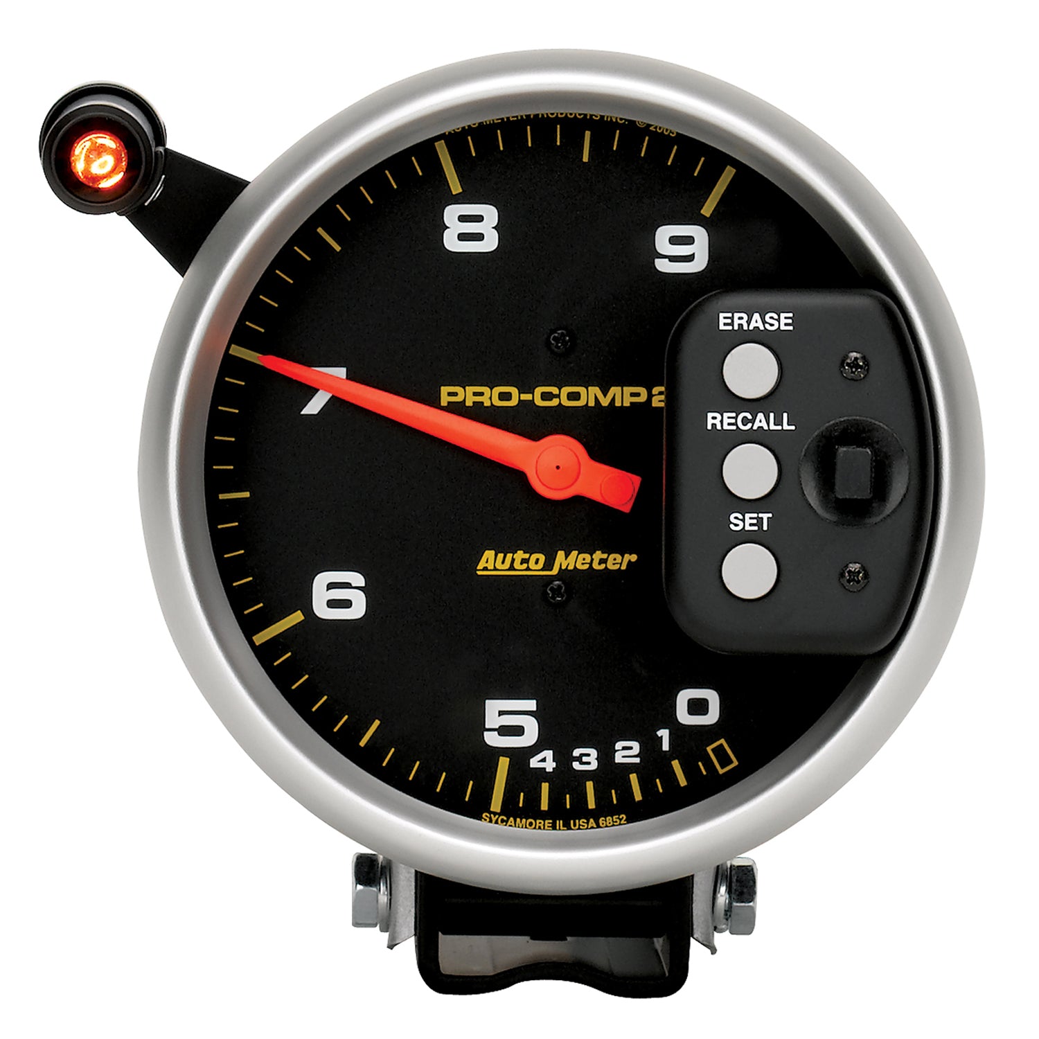 AutoMeter 6852 - GAUGE, TACH, 5", 9K RPM, PEDESTAL DUAL RANGE W/ QUICK LITE & PEAK MEM, PRO-COMP 4