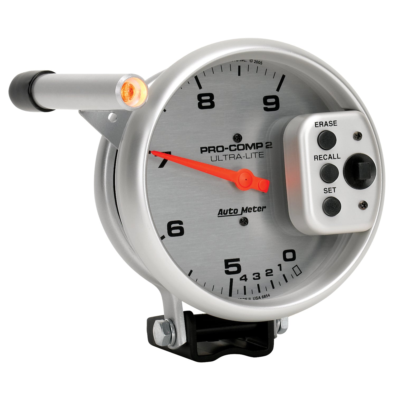 AutoMeter 6854 - GAUGE, TACH, 5", 9K RPM, PEDESTAL W/ QUICK LITE, DUAL RANGE W/PEAK MEMORY, UL 5
