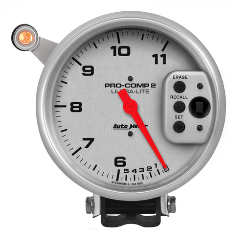 AutoMeter 6855 - GAUGE, TACH, 5", 11K RPM, PEDESTAL W/ QUICK LITE, DUAL RANGE W/PEAK MEMORY, UL 3