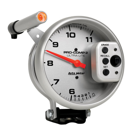 AutoMeter 6855 - GAUGE, TACH, 5", 11K RPM, PEDESTAL W/ QUICK LITE, DUAL RANGE W/PEAK MEMORY, UL 5