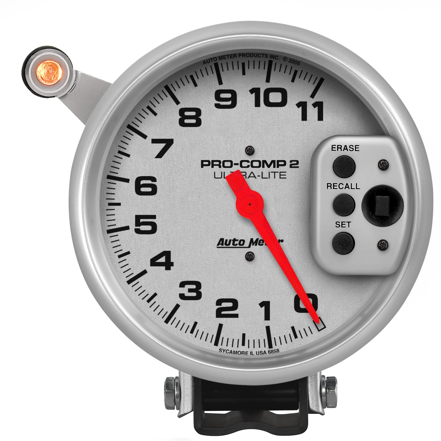 AutoMeter 6858 - GAUGE, TACH, 5", 11K RPM, PEDESTAL W/ QUICK LITE, W/PEAK MEMORY, ULTRA-LITE 3