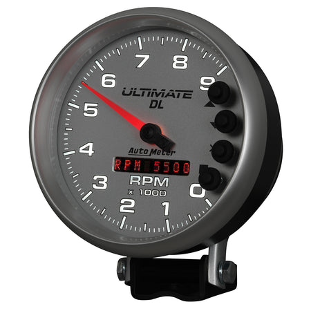 AutoMeter 6894 - GAUGE, TACH, 5", 9K RPM, PEDESTAL, DATALOGGING, ULTIMATE DL PLAYBACK, SILVER 5