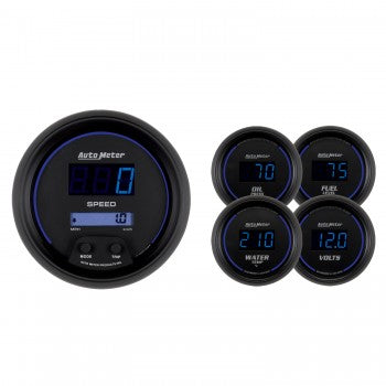 AutoMeter 6900 - GAUGE KIT, 5 PC, 3 3/8" & 2 1/16", ELEC SPEEDOMETER, DIGITAL, BLK W/ BLUE LED 4