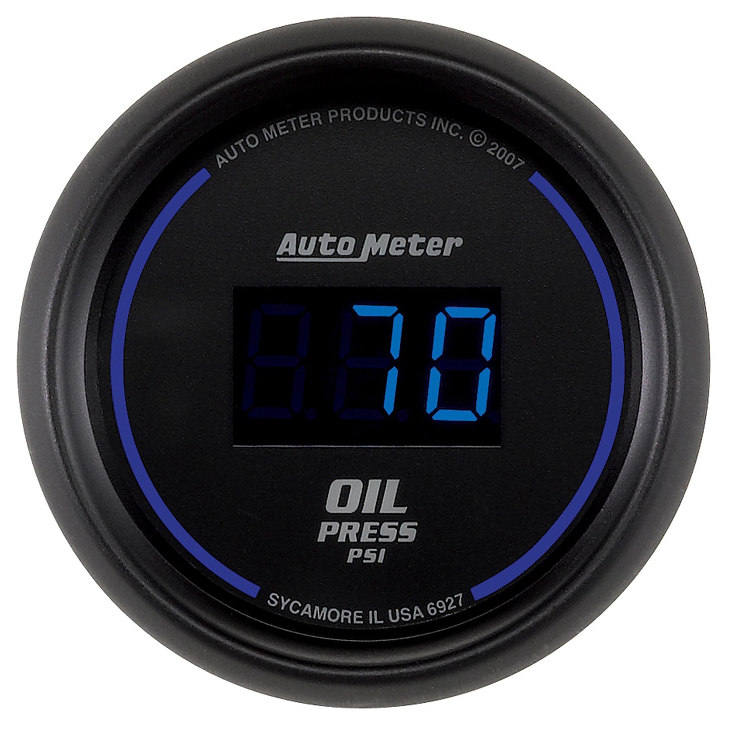 AutoMeter 6927 - GAUGE, OIL PRESSURE, 2 1/16", 100PSI, DIGITAL, BLACK DIAL W/ BLUE LED 3