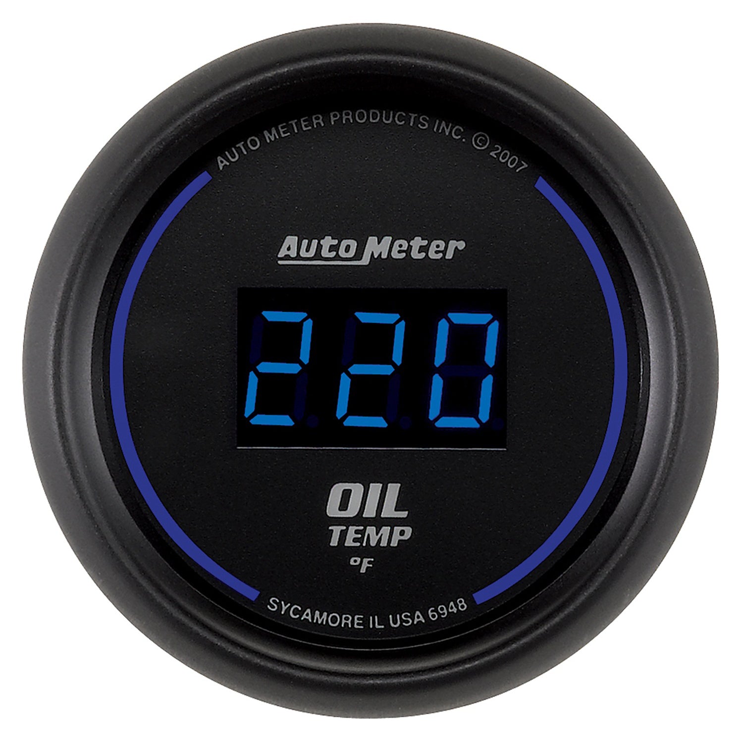 AutoMeter 6948 - GAUGE, OIL TEMP, 2 1/16", 340?F, DIGITAL, BLACK DIAL W/ BLUE LED 3